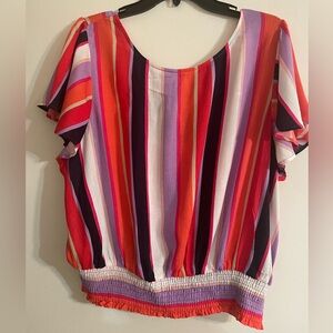 Forever 21+ striped women’s blouse with a tie in the back. NWT. Size 1X